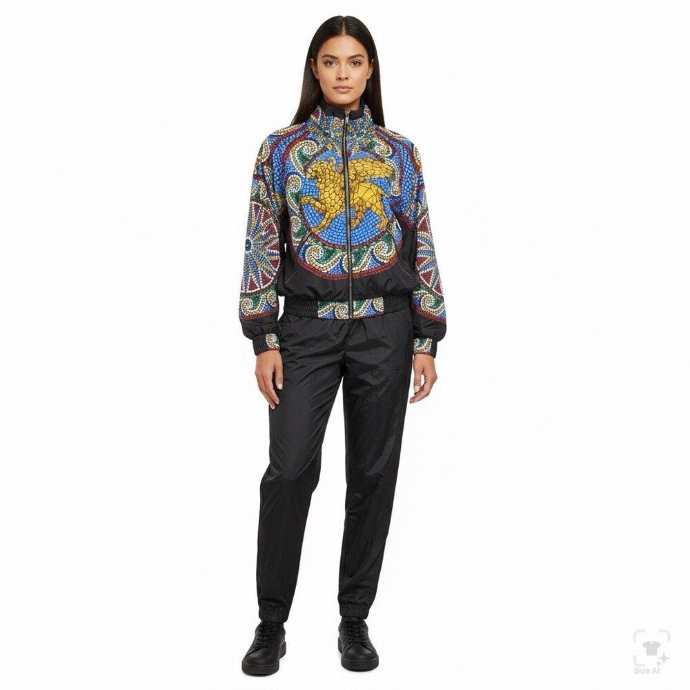 Vintage Gallery Sport Unisex Black Mosaic Print Tracksuit Set XS